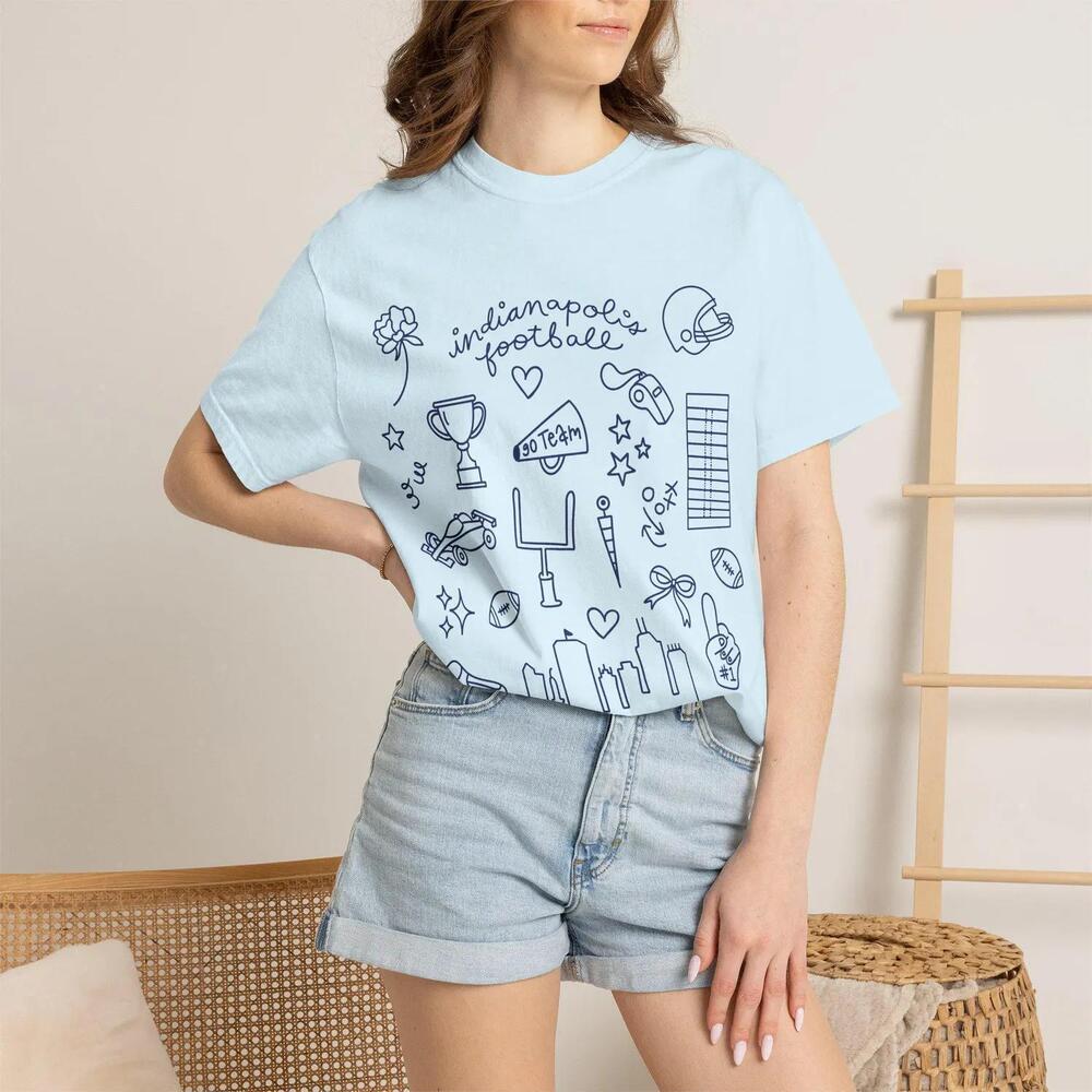 Indianapolis Football T-Shirt S Doodle Design Shirt Indy Football